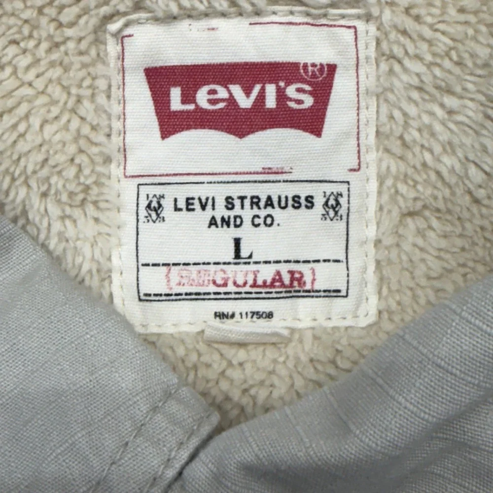 Levi's Mens Large Tan Sherpa Lined Utility Chore Canvas Shirt Jacket Shacket